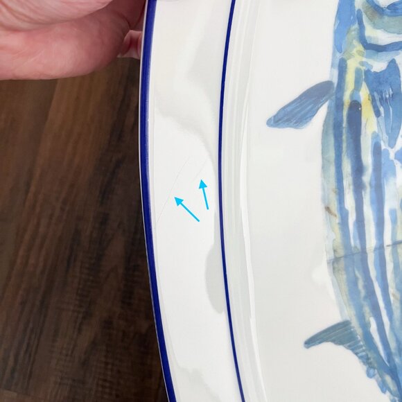 Williams-Sonoma La Mer Fish Porcelain Platter Large Blue Fish Marc Lacaze 2008 - Picture 6 of 16